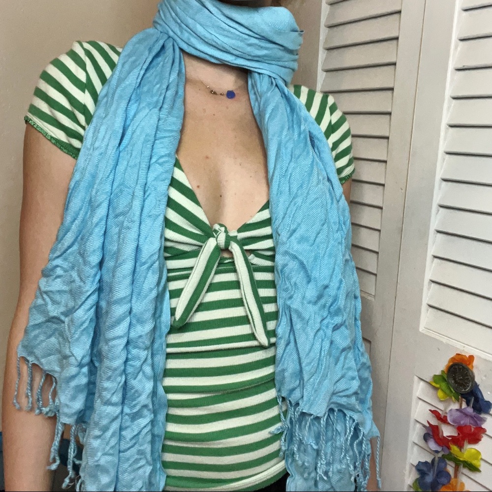 H&M Wavy Textured Baby Blue Scarf